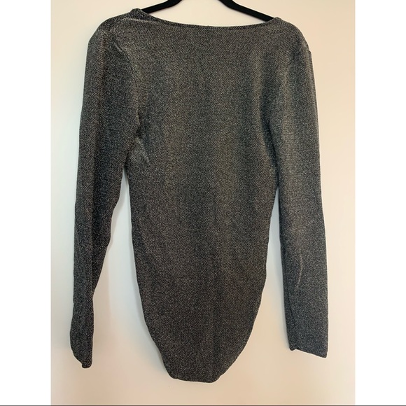 Divided H&M silver sparkle long sleeved body suit L - Picture 2 of 4